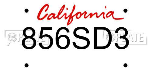 856SD3 California License Plate