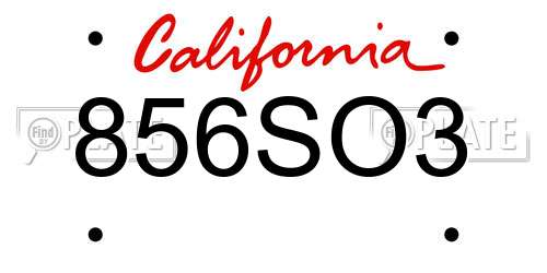 856SO3 California License Plate