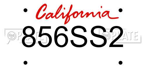 856SS2 California License Plate