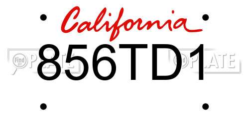 856TD1 California License Plate
