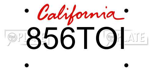 856TOI California License Plate