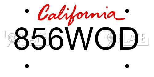 856WOD California License Plate