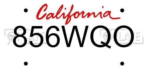 856WQO California License Plate