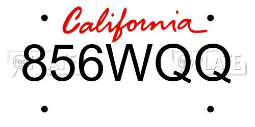 856WQQ California License Plate