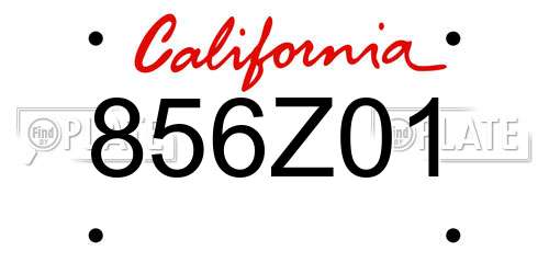 856Z01 California License Plate