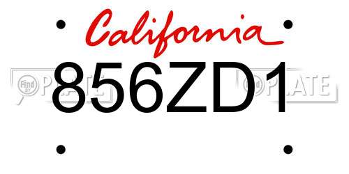 856ZD1 California License Plate