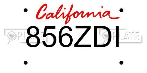 856ZDI California License Plate