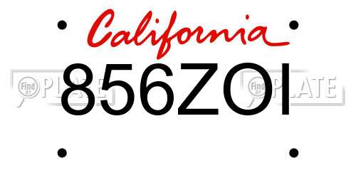 856ZOI California License Plate