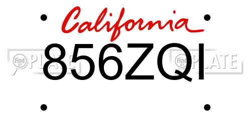 856ZQI California License Plate