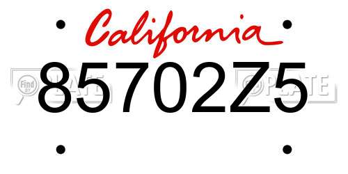 85702Z5 California License Plate