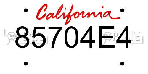 85704E4 California License Plate