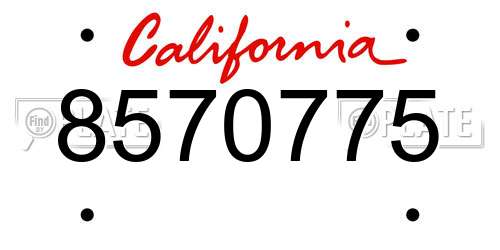 8570775 California License Plate