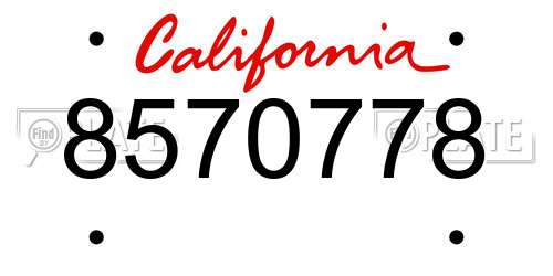 8570778 California License Plate
