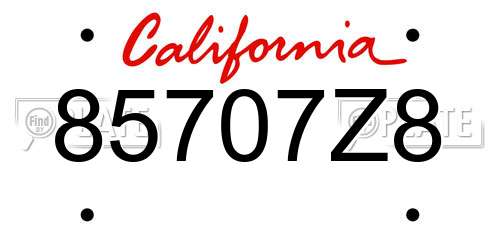 85707Z8 California License Plate