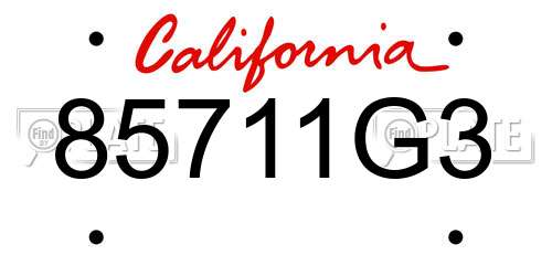 85711G3 California License Plate