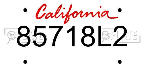 85718L2 California License Plate