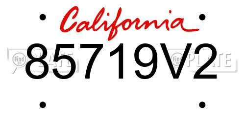 85719V2 California License Plate