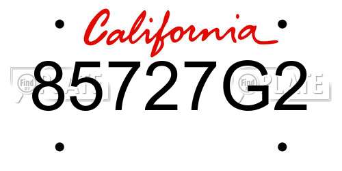 85727G2 California License Plate