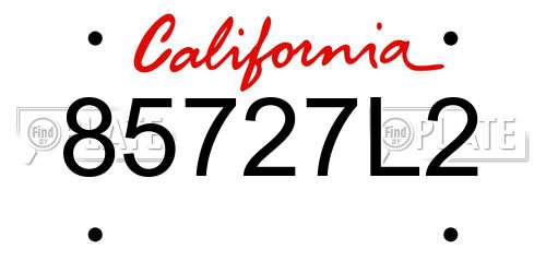 85727L2 California License Plate