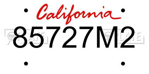 85727M2 California License Plate