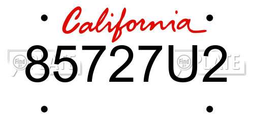 85727U2 California License Plate