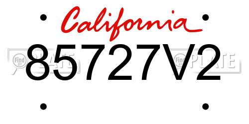 85727V2 California License Plate
