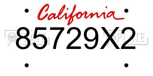 85729X2 California License Plate