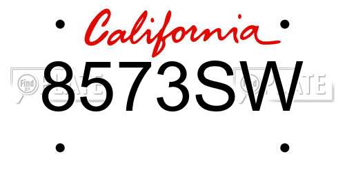 8573SW California License Plate