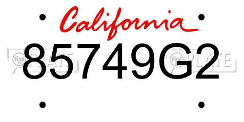 85749G2 California License Plate