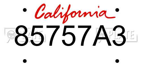 85757A3 California License Plate