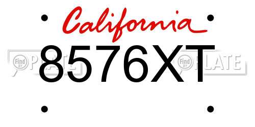 8576XT California License Plate