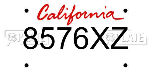 8576XZ California License Plate