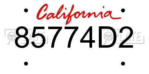 85774D2 California License Plate