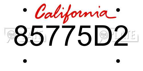 85775D2 California License Plate