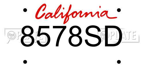 8578SD California License Plate