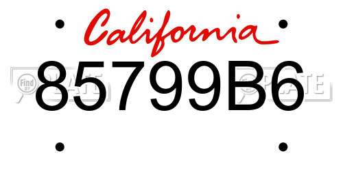 85799B6 California License Plate