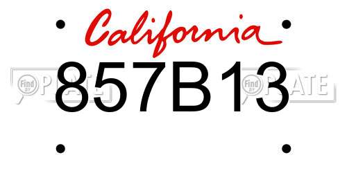 857B13 California License Plate