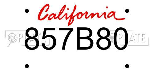 857B80 California License Plate