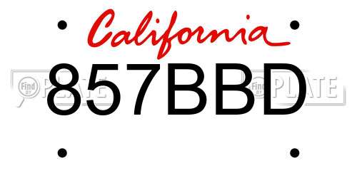 857BBD California License Plate
