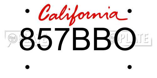 857BBO California License Plate