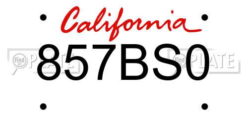 857BS0 California License Plate
