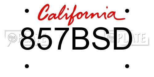 857BSD California License Plate