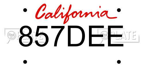 857DEE California License Plate