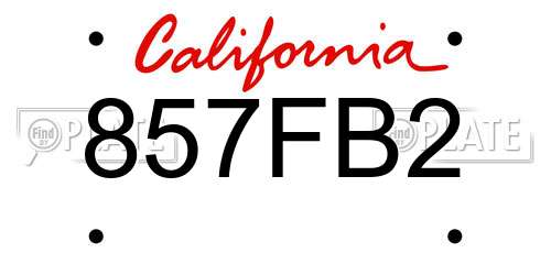 857FB2 California License Plate