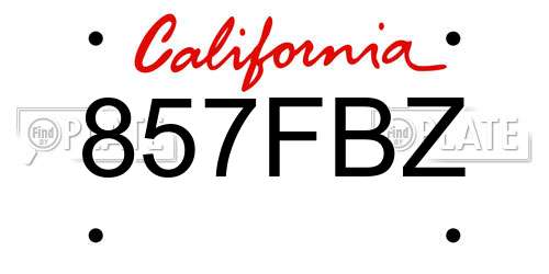 857FBZ California License Plate