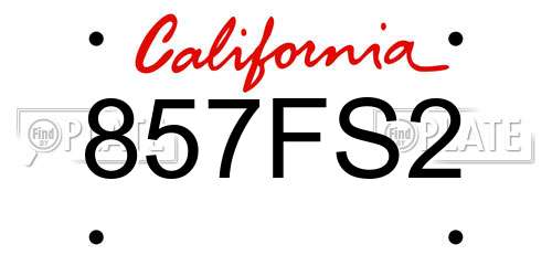 857FS2 California License Plate