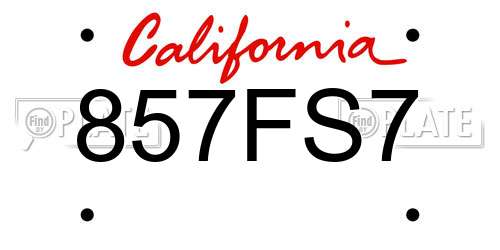 857FS7 California License Plate