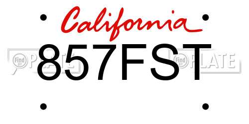 857FST California License Plate
