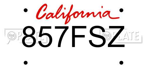 857FSZ California License Plate