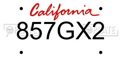 857GX2 California License Plate